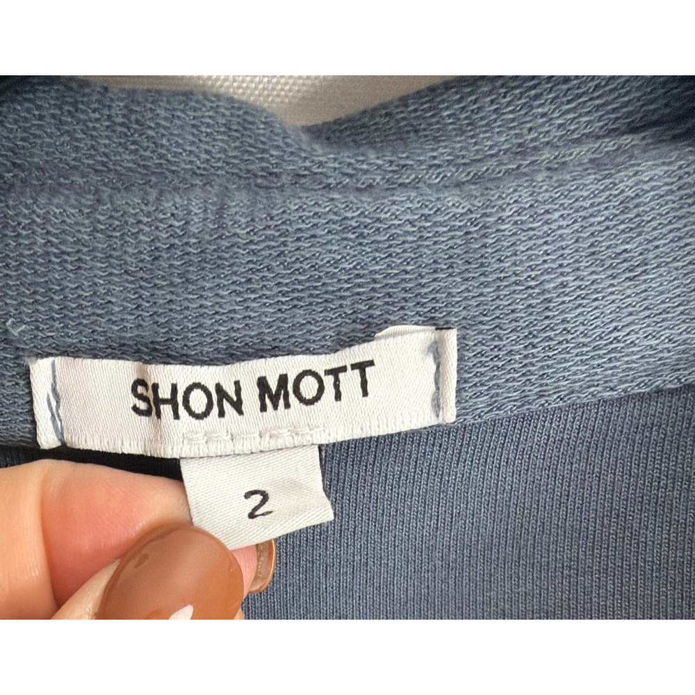 Men's SHON MOTT Blue Casual Button Down Knit Shirt Quiet Luxury Minimalist Med. - Picture 2 of 5